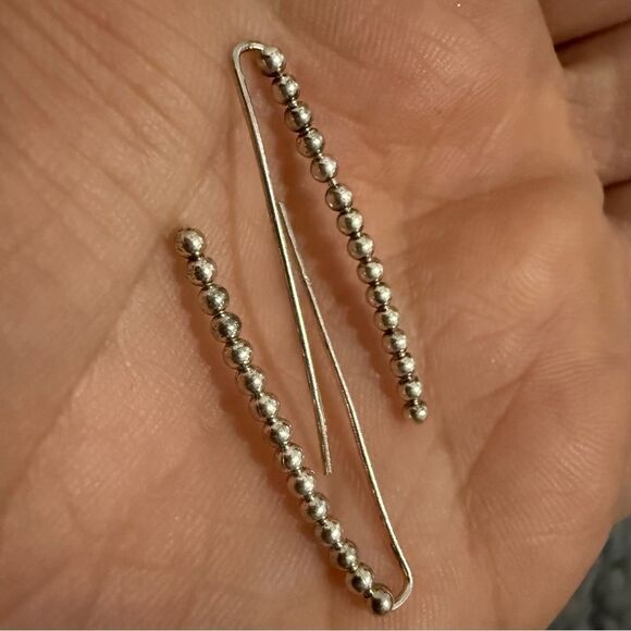 STERLING SILVER BALL DROP EARRINGS – MINIMALIST HOOK STYLE FOR WOMEN - Picture 3 of 17